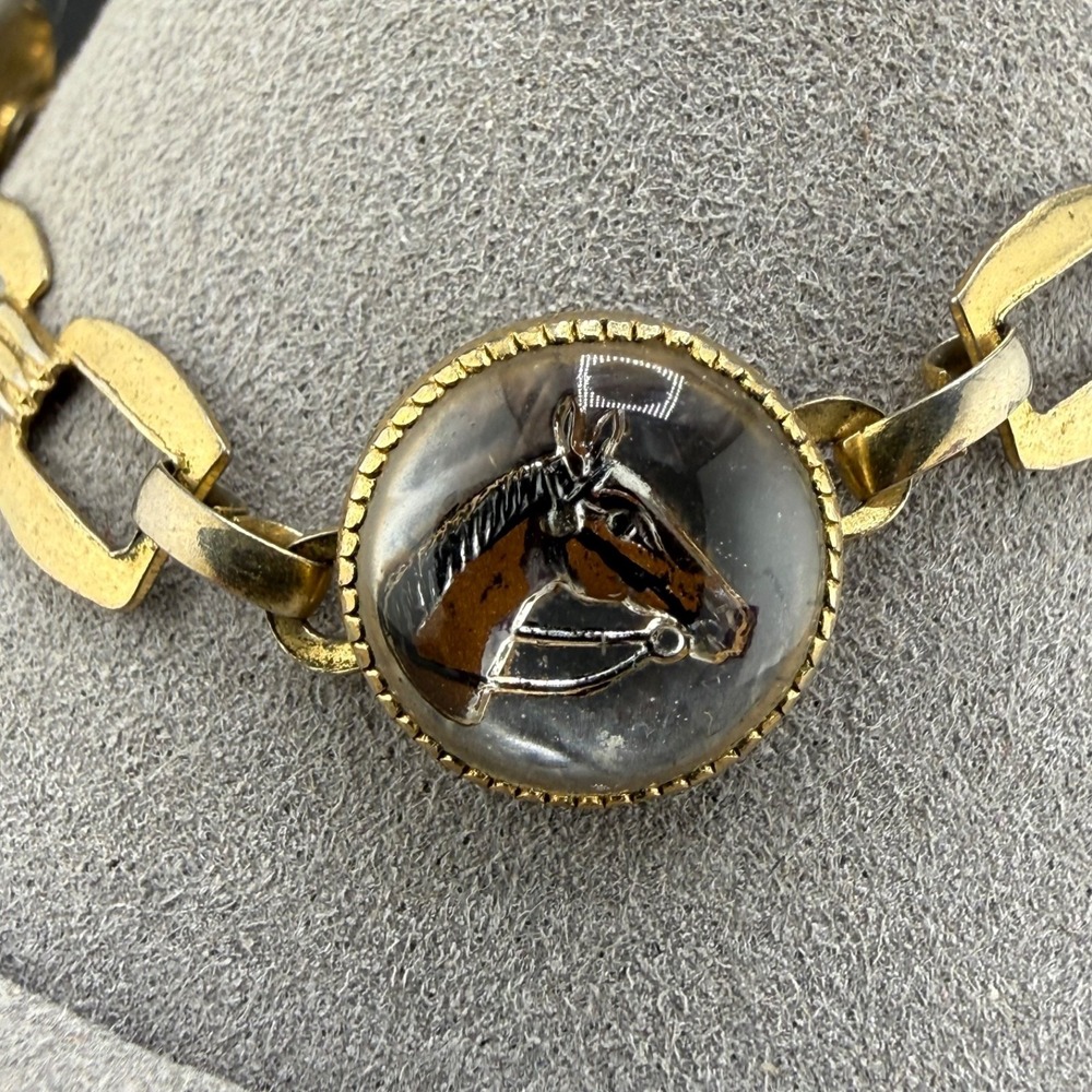 Vintage Equestrian Bracelet Essex Gold Tone Horse Bit 7" - Picture 4 of 11